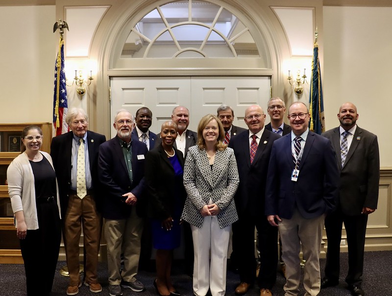 The Delaware League of Local Governments and the Lieutenant Governor’s Office annually celebrate locally elected officials during Delaware Local Government Day. This year, the DLLG Executive Committee members attended a private reception May 13 in the office of newly elected Lt. Gov. Kyle Evans Gay. Shown are (l-r) Heather Contant, Delaware Municipal Electric Corporation director of government and community relations; Millville Mayor Ron Belinko; Bethany Beach Mayor Ron Calef; Milford Vice Mayor Jason James; Smyrna Vice Mayor Corrine Upshur; Dewey Beach Commissioner Paul Bauer; Evans Gay; Middletown Mayor Kenny Branner; Georgetown Mayor Bill West; Newark City Manager Tom Coleman; DLLG Executive Director Kevin Spence; and Clayton Mayor Nick Smith.
